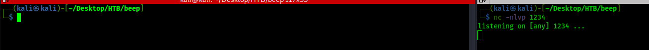 ( i s ["Desktop/HTB/beep] 
nc -nlvp 
listening on 
"Desktop/HTB/beep 
1234 
[any] 1234 
