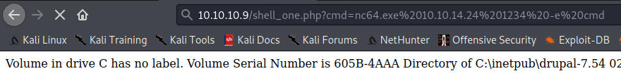 Kali Tools Kali Docs Kati Forums 
NetHunter 1 Offensive Security Exploit-DB 
Kali Linux Kali Training 
Volume in drive C has no label. Volume Serial Number is 605B•4AAA Directory of 0' 